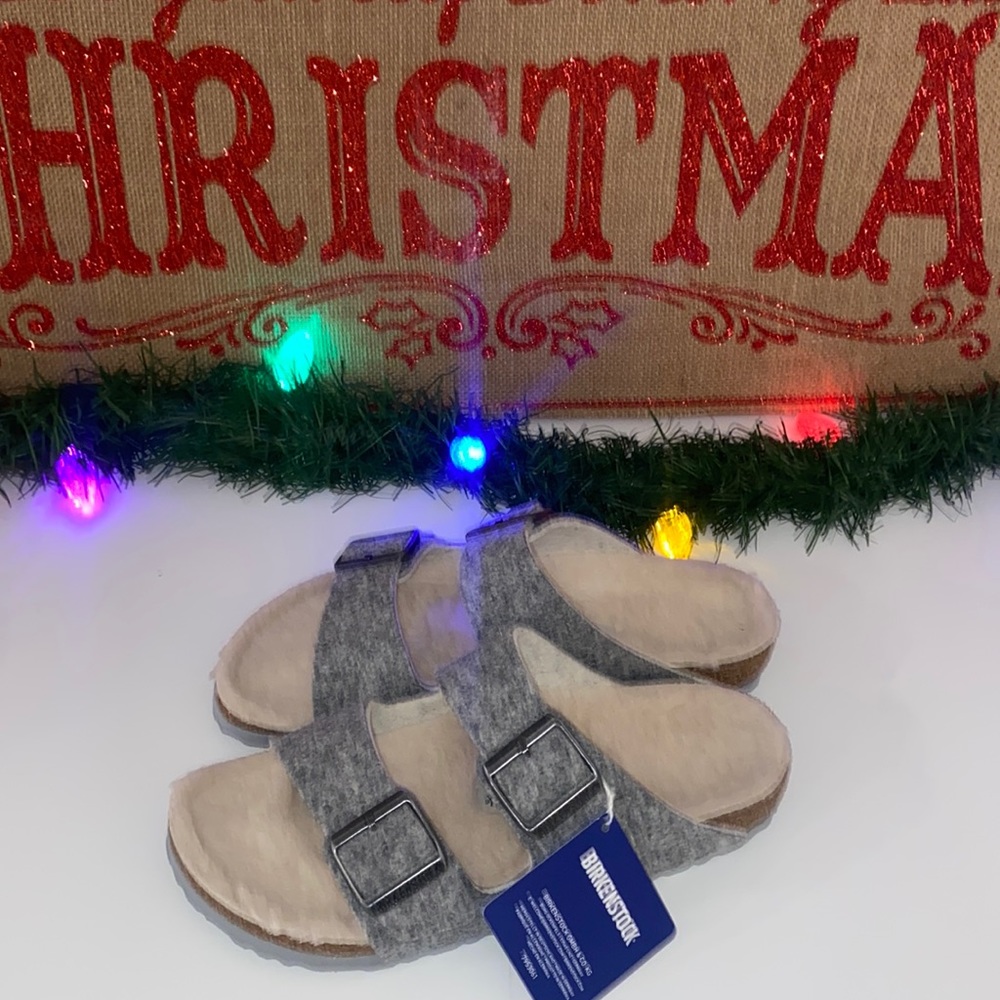 🎄Birkenstock grey wool slip on sandals🎄Sz 37 or 6/7🎄